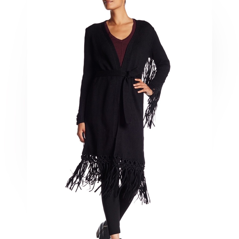 Haute Hippie The Engram Faux Suede Fringe Cardigan
